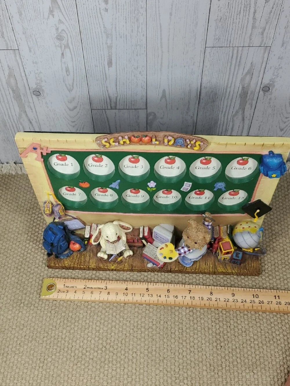 School Days Picture Frame Bear and Bunny Grades 1-12